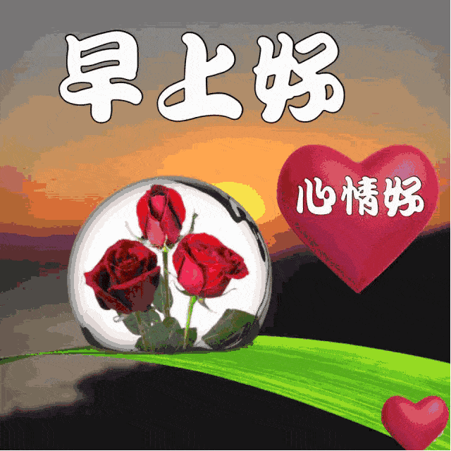 最新漂亮早上好祝福语动态表情图片鲜花带字 夏天早上