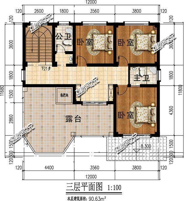 12米x8米农村户型图,长12米宽8米农村住宅图 面宽12米,占地126平的三层欧式别墅,建一栋全村都来找