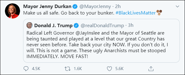 城市|特朗普推特喊话西雅图市长“夺回城市”，反被市长拿“地堡”梗讽刺