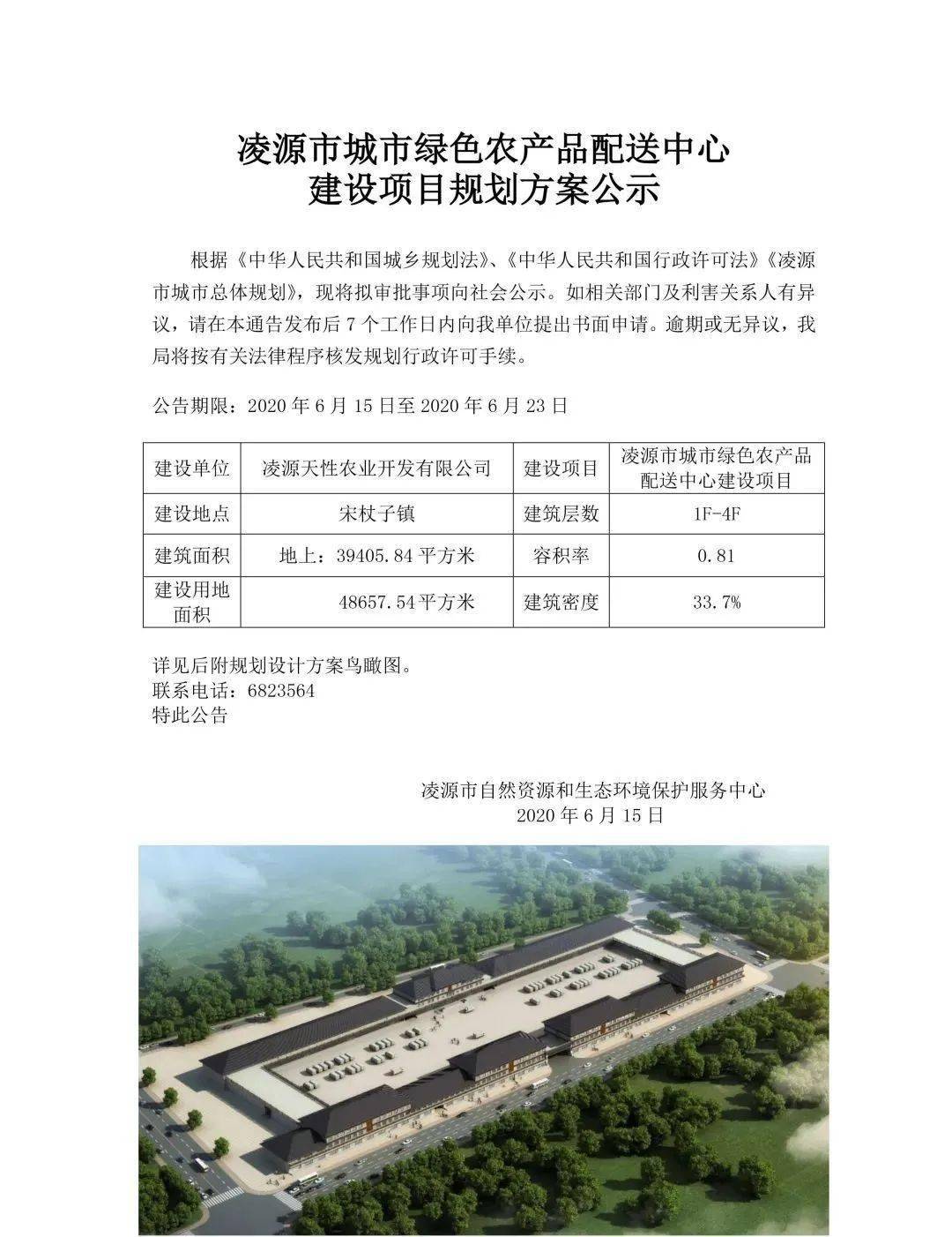 凌源市城市绿色农产品配送中心建设项目规划方案公示!