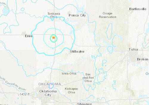 诺布尔|美国俄克拉荷马州发生4.5级地震 震源深度7.8公里