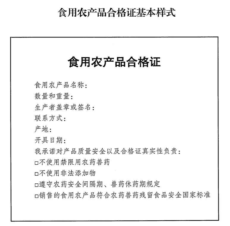 云南全面试行食用农产品合格证制度!散包装的也要有合格证