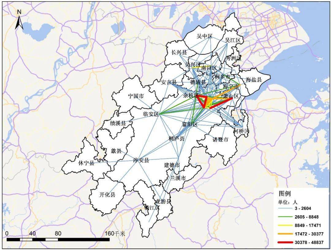 为了解极端通勤人口的通勤特征,我们首先对杭州都市圈通勤人口的整体