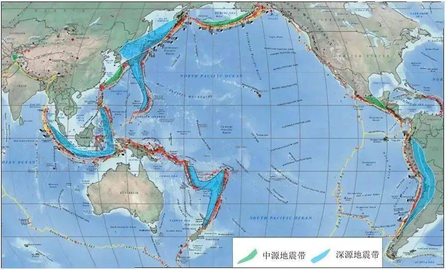 环太平洋主要中深源地震带分布图