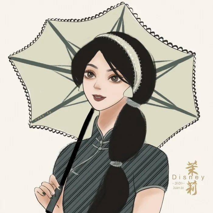 卡通头像 || 民国风迪士尼公主,恰似那一抹低头的温柔