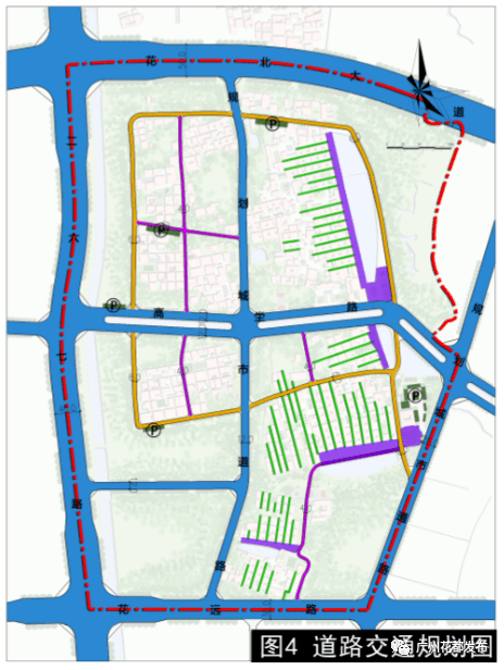 道路交通方面 规划保留现状主要村道和巷子 落实花都控规的城市道路