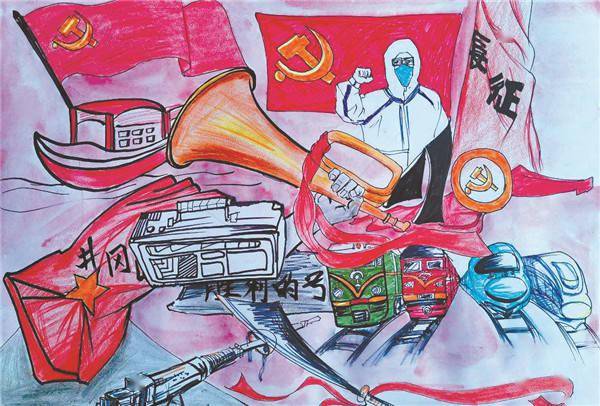 7月1日,哈尔滨学院举办"初心不改"主题绘画线上展示活动,大学生们用