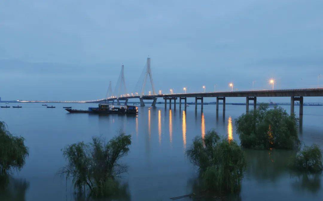 今日19时岳阳洞庭湖大桥,水位缓慢上涨 (图片提供:岳阳水文中心贺卫东