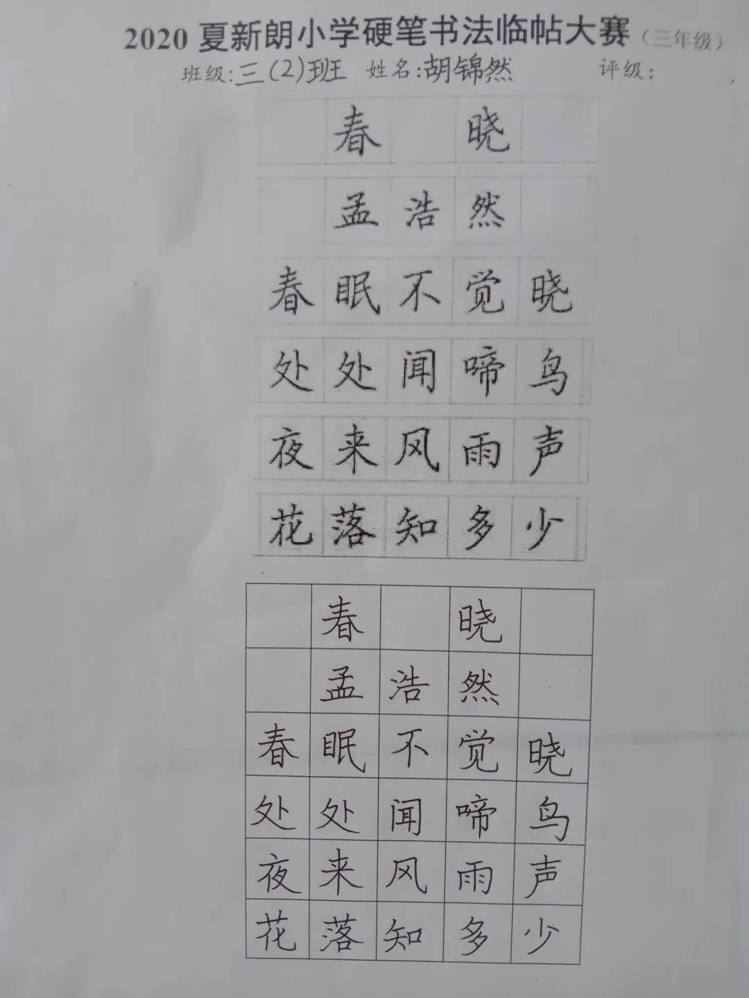 墨韵飞扬书姿态,激情撇捺展风采——新朗小学举行师生硬笔书法大赛