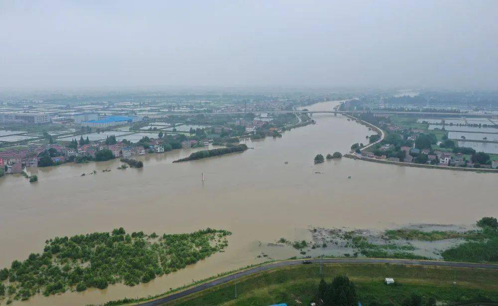 在高淳区阳江镇永丰圩,巡堤员在进行"水牌(巡堤查险责任牌)交接.