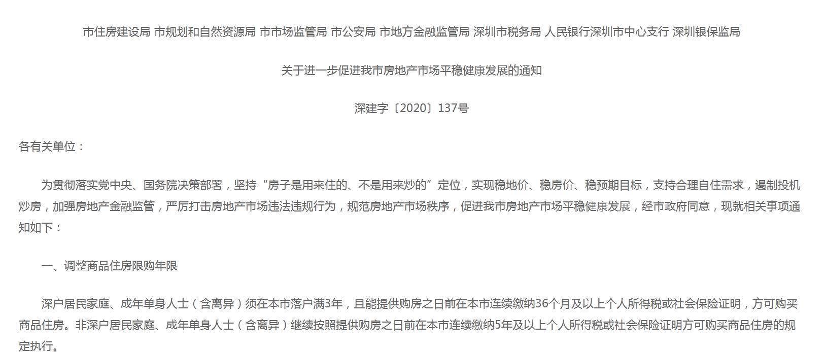 房价|楼市重磅调控！深圳落户3年才能买房，专家：房价要跌