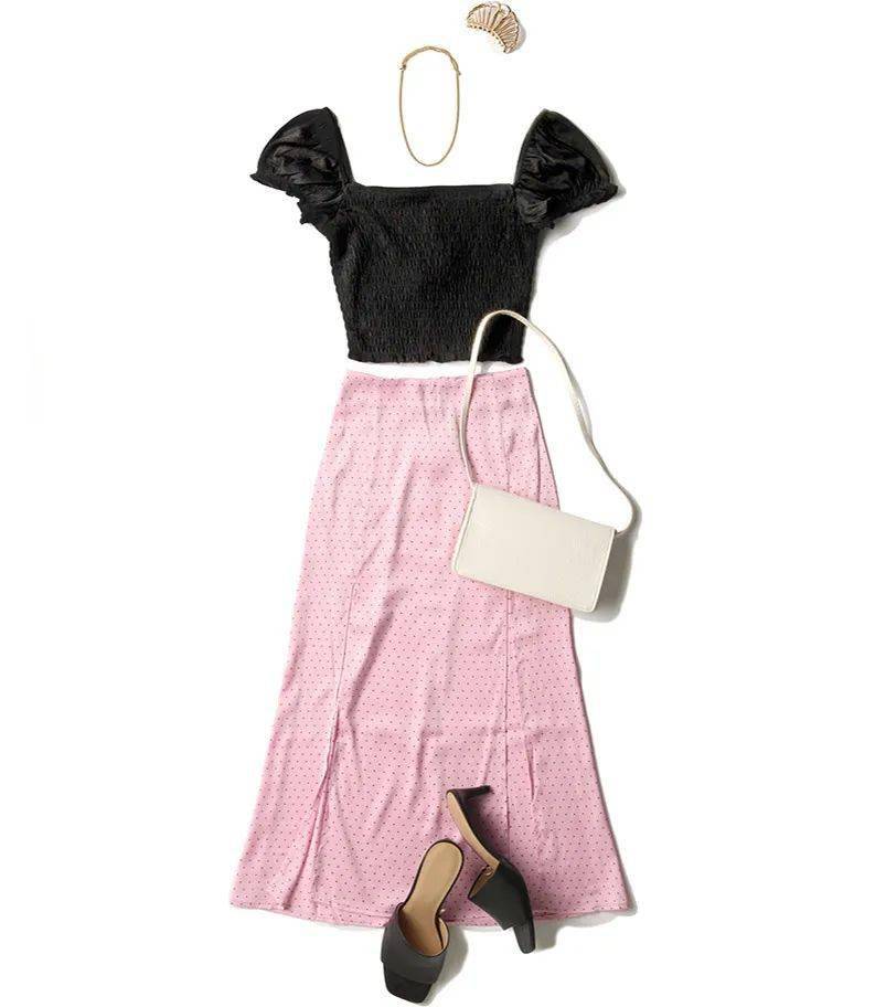 H&amp|H&M粉色绸面半裙反复穿搭力这么强