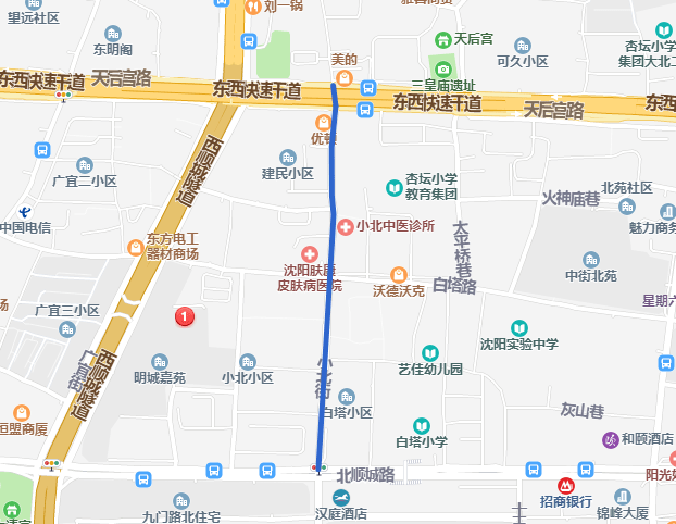 东至凌云街以西与沈河交界处,全长2200米施工详情:小北街道路整修