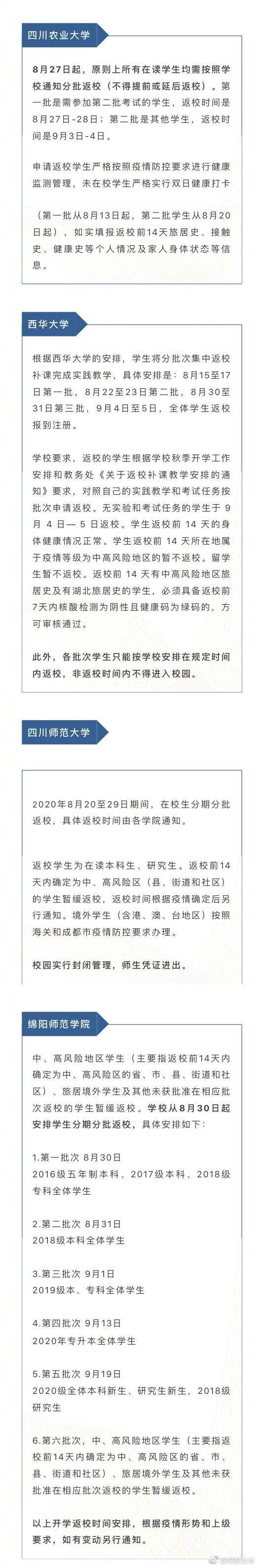 高校|最新！四川多所高校返校时间确定 ，这所高校已经返校！