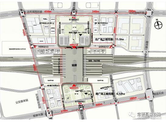 常德高铁枢纽站站前南北广场项目最新高清效果图(内含