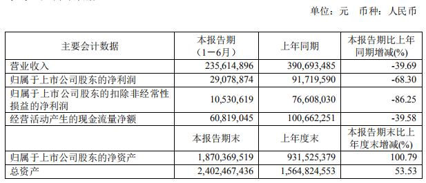 同比|复旦张江上半年营收降40%净利降68% 海通证券保荐