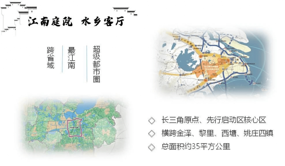 区最热"样板间""江南水乡客厅"选址在江浙沪交界处,  约35平方公里,是