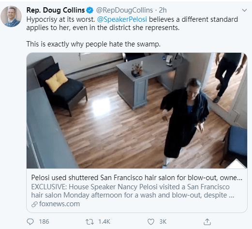 佩洛西违反防疫规定被批“耍特权”惹怒美国人