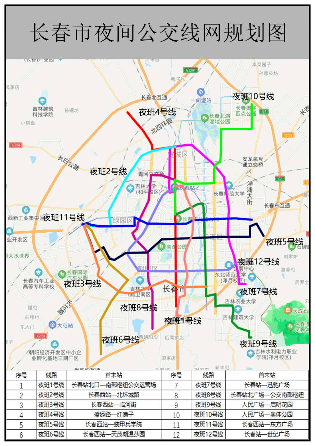 长春规划12条夜间公交线路!看经过你家不?