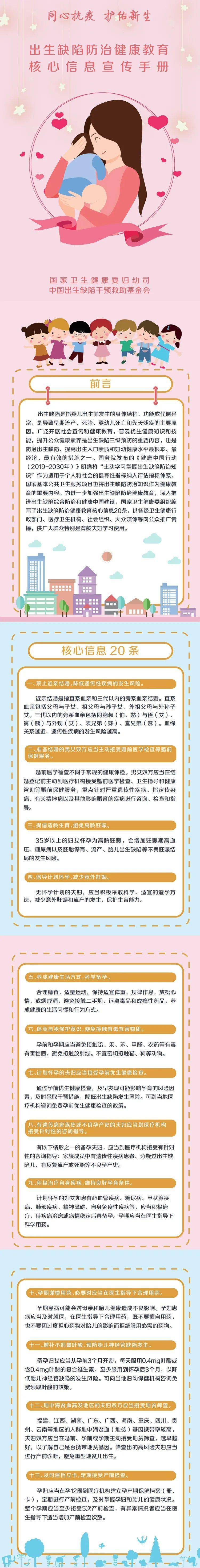 诺如|今天,预防出生缺陷日 | 出生缺陷防治核心信息宣传手册(附:诺如病毒感染性病腹泻预防科普视频)