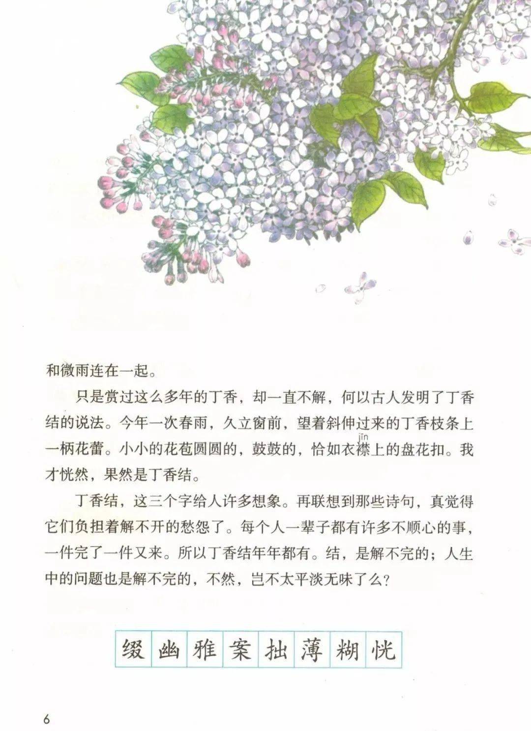 【微课堂】统编语文六年级(上)第2课《丁香结》图文讲解 知识点 教学
