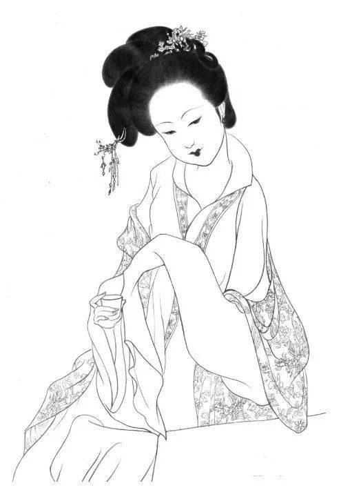 「黑白线稿」古风美人白描线稿素材(附人物五官画法)