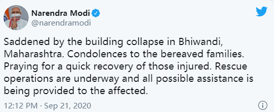 印度一公寓樓倒塌致10死，莫迪發推向遇難者家屬致哀 國際 第1張