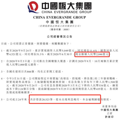 恒大深夜发布：24年来借款20523笔，从未逾期归还