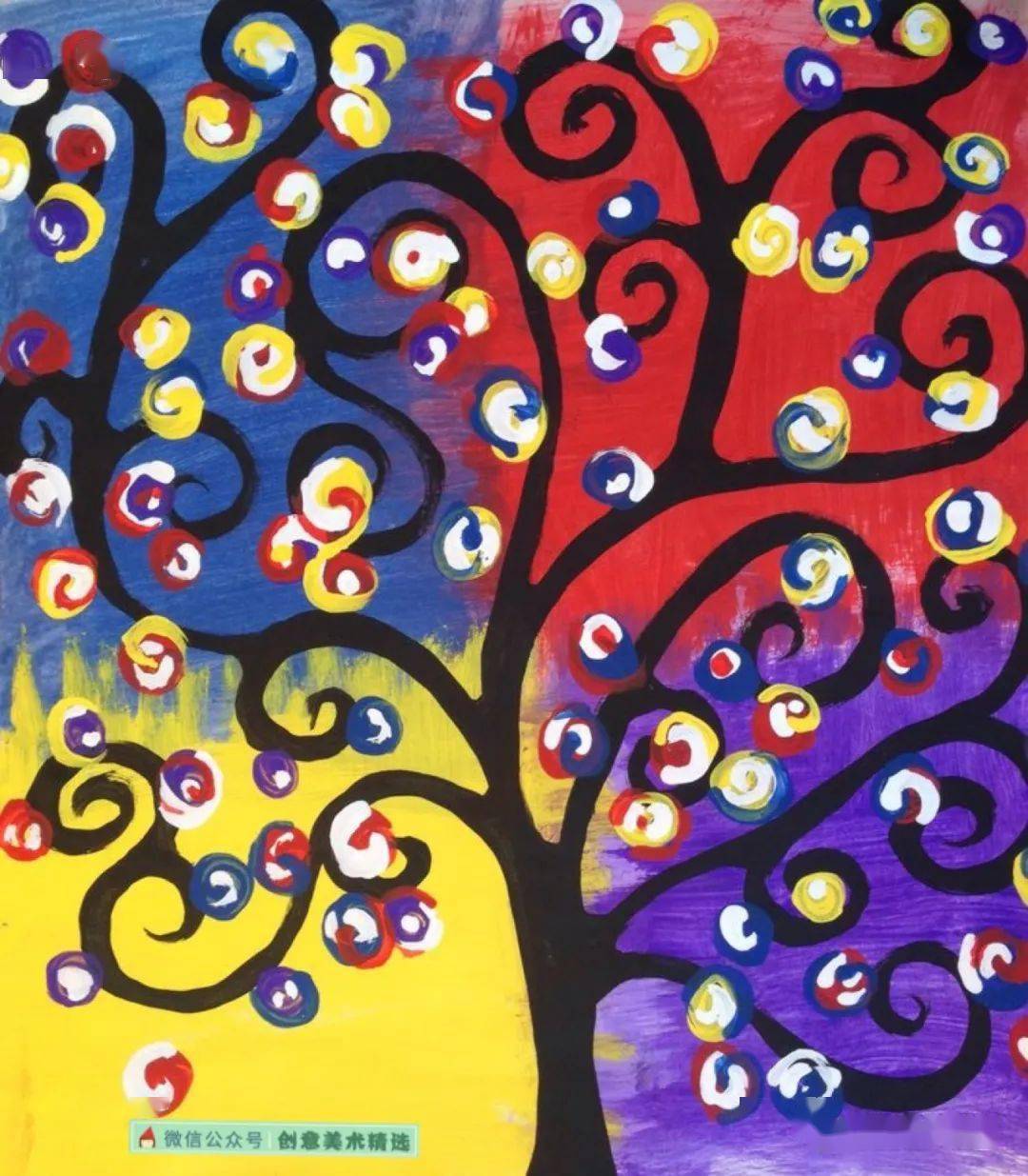 传统色彩的表现力大树主题色彩创意画