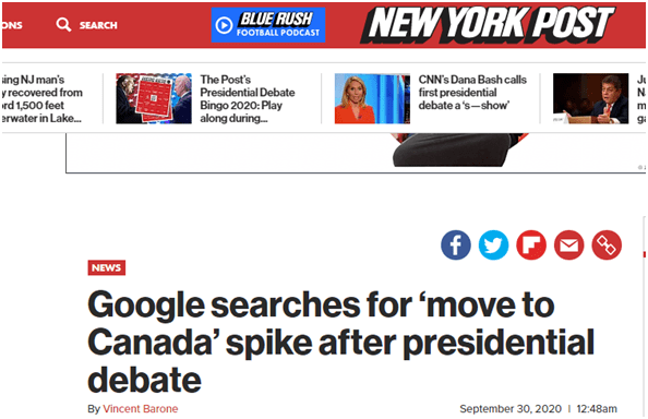 尷尬！川普與拜登首場對決結束，「搬去加拿大」等關鍵字在Google搜索量飆升 未分類 第1張
