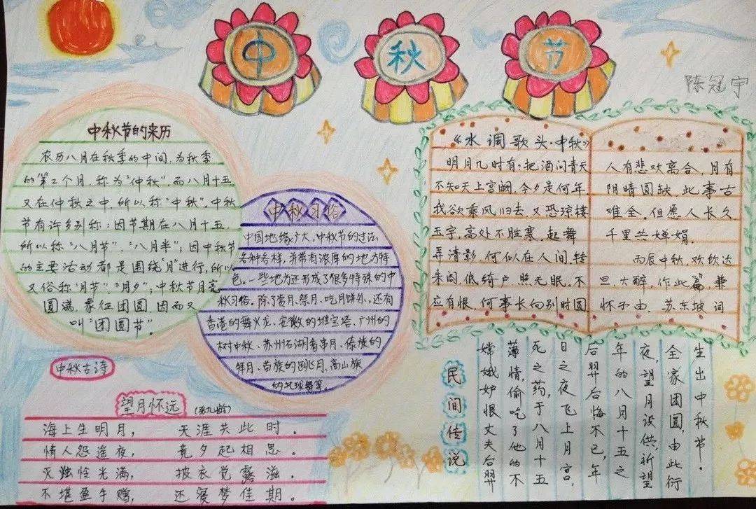 中秋节精选手抄报模板 文字素材(好词好句好段好诗),为孩子收藏!