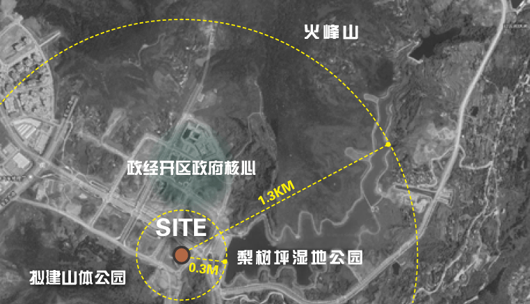 地块临近梨树坪湿地公园和火峰山森林公园,自然景观资源十分突出.