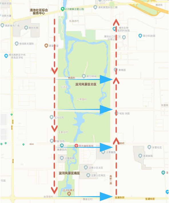 将彻底打通健康街至高新一路,桃园街,梨园街等沿浞河景区观景道路,与