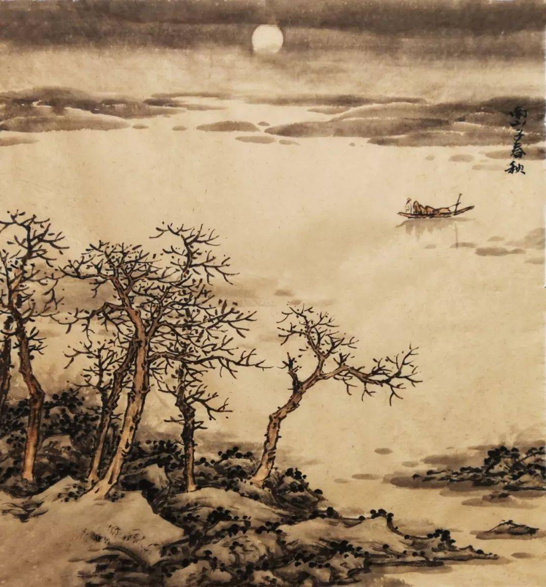 一壶酒,一叶舟,好美的秋江图!