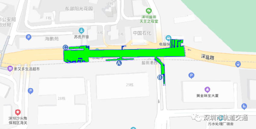 盐田港西站  盐田港西站位于深圳市盐田区下梧桐路与深盐路交汇处以