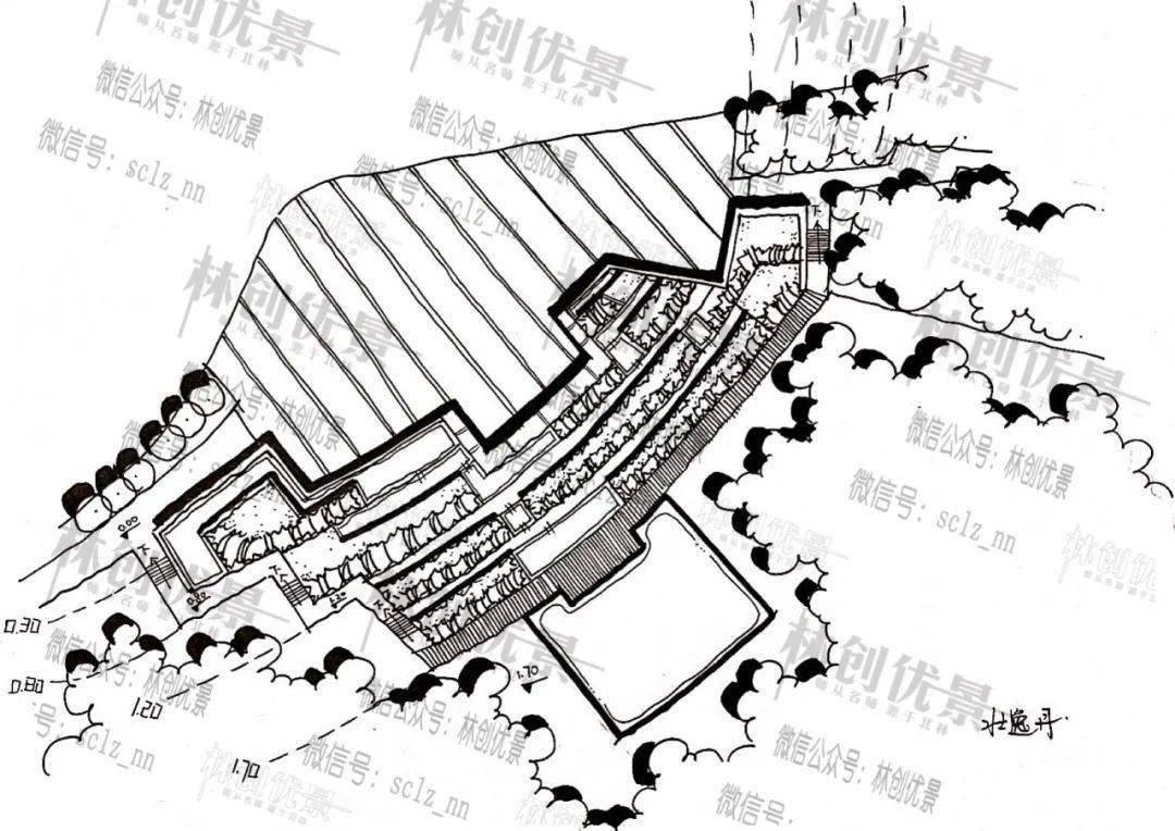 每日一画跟着林创画节点day481建筑附属场地滨水茶室