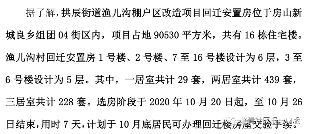 房山这个棚户区改造项目的回迁安置房开始选房