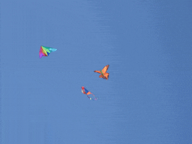 都是恩平市民放风筝的热门打卡地 一个个萌娃手举五颜六色的风筝  迎