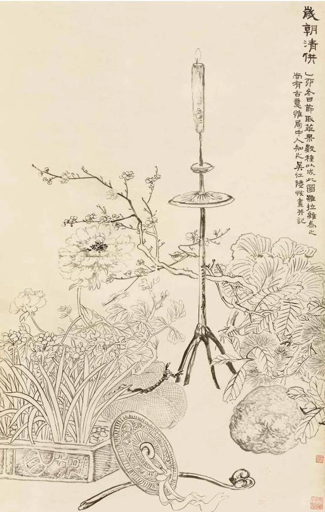 陆抑非白描花鸟欣赏