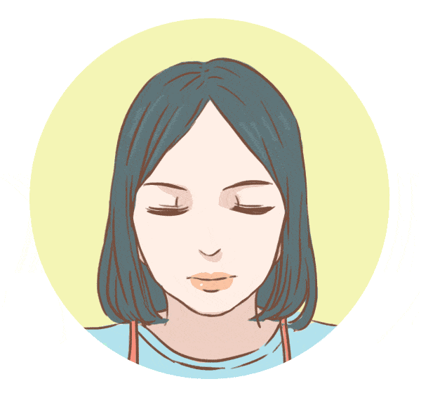 两手搓热后,用两掌心轻捂眼睛, 掌心自然的凹陷覆盖在微突的眼睛上