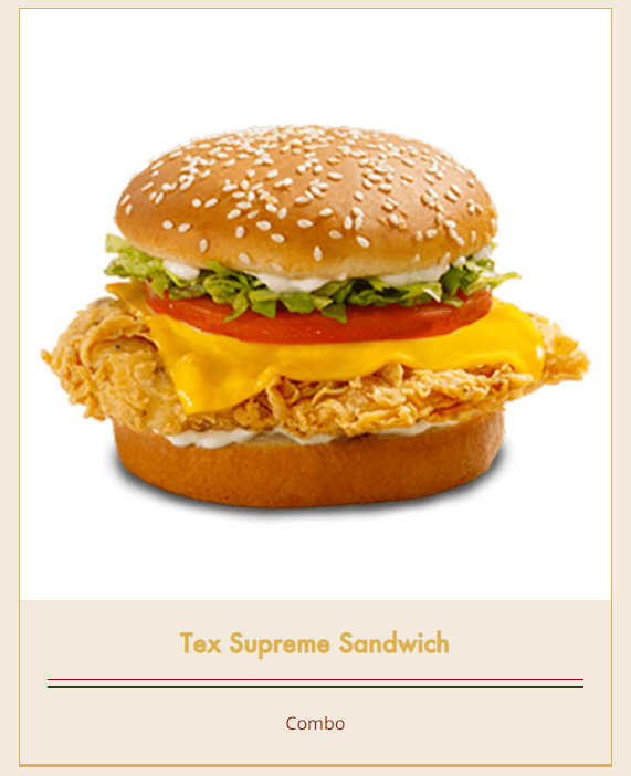 香辣鸡肉汉堡  tex supreme sandwich 炸鸡肉香酥厚实,  肉质非常