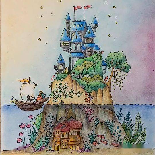 儿童画临摹素材——富于装饰感的风景主题色彩装饰画