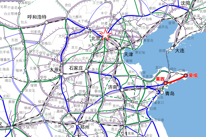 并进一步与济青高铁衔接,形成济南—威海高速铁路通道,继续向西通过郑