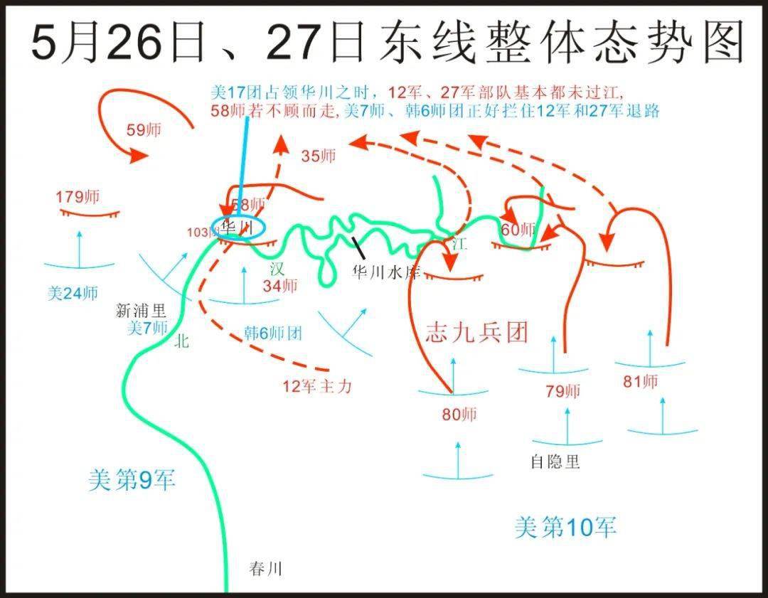 而华川水库的东侧,60师的180团已在此展开阻击,同时27军的80师(79,81