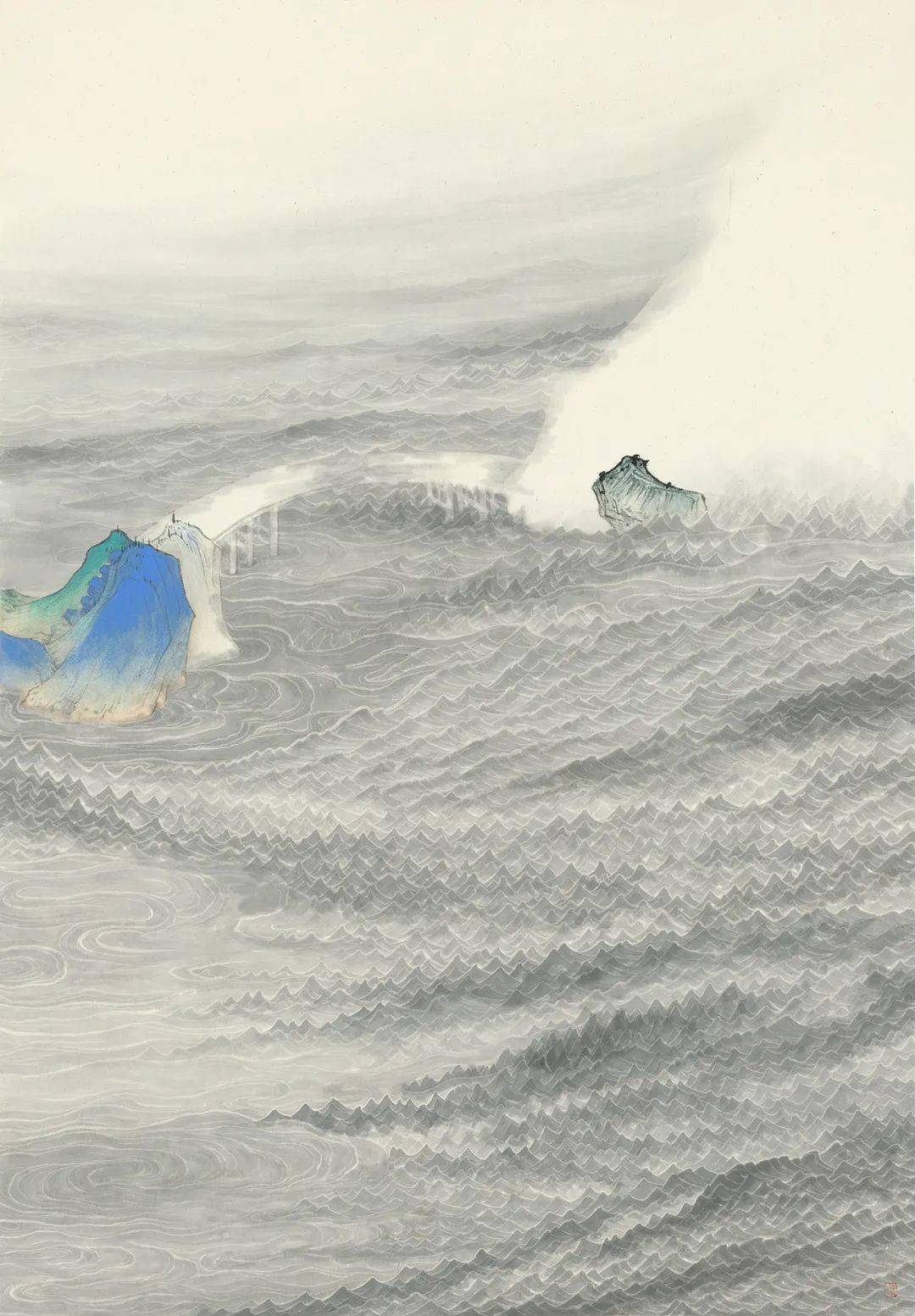 在中国美术馆的"工在当代·第十届中国工笔画大展" 他把古代山水画