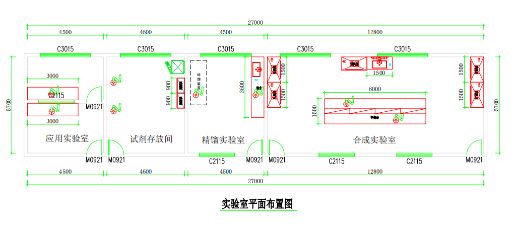 实验室平面布置图实验室排风管平面布置图屋面风机摆放布置图实验室排