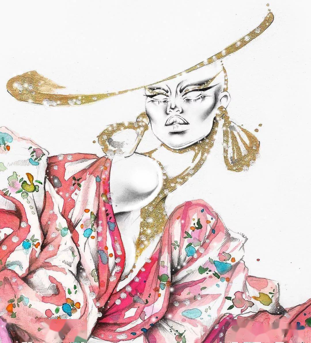 时尚|时装画上的褶皱不知怎么画？向这位时尚插画界的＂三宅一生＂学习一下！