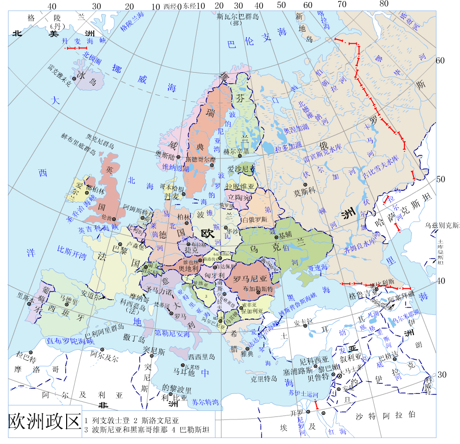 地理挂图:欧洲政区图