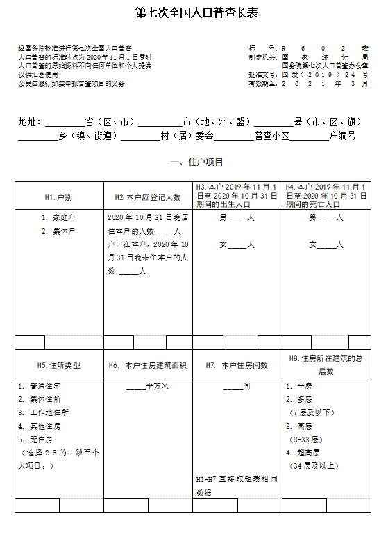 普查短表包括反映人口基本状况的项目有