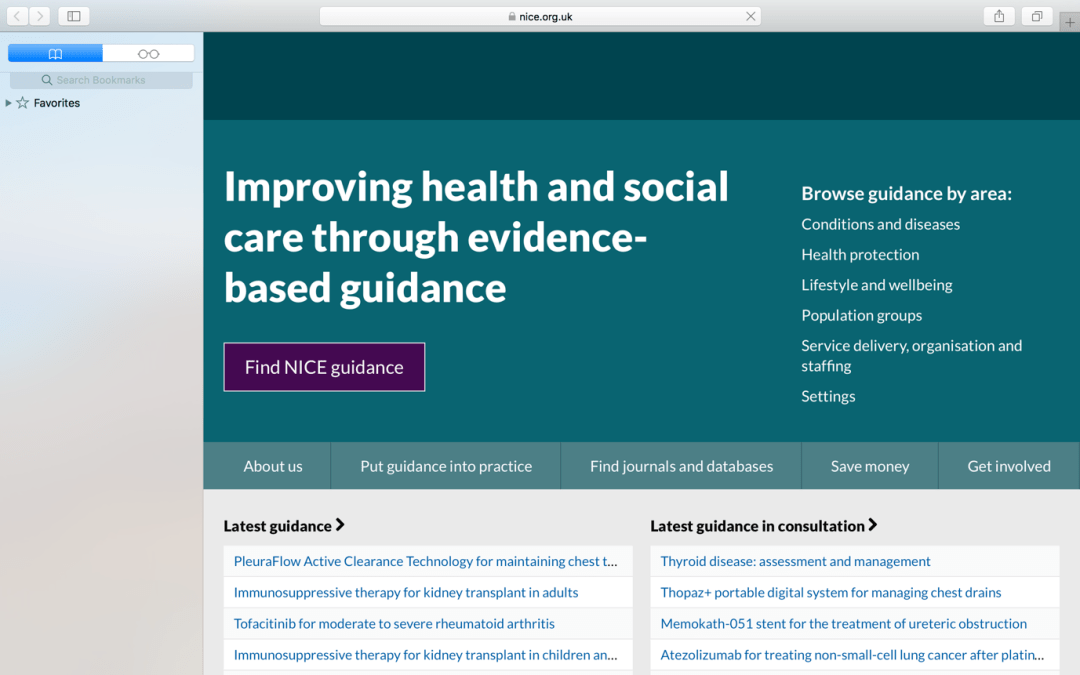 英国临床指南库：（national clinical guideline centre ，nice